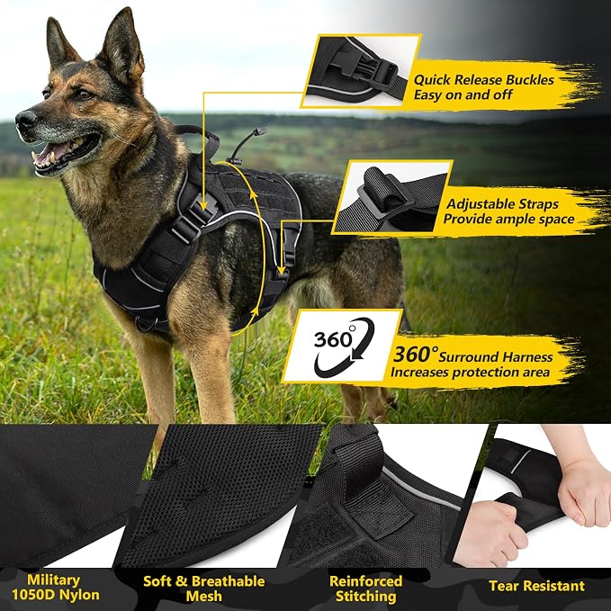 WINGOIN Black Tactical Dog Harness - Image 5