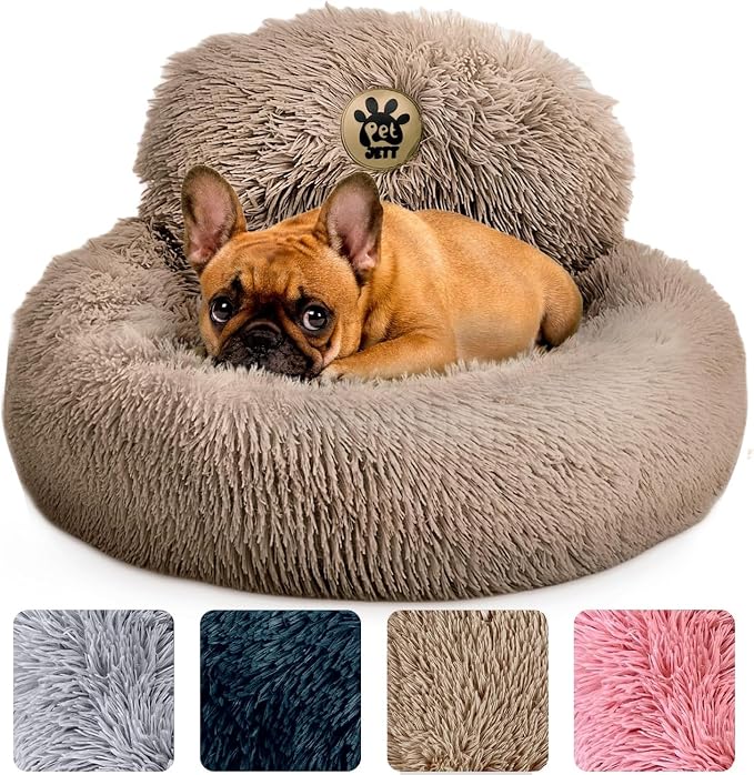 PetJett Calming Dog Beds for Small Dogs – 23" Donut Dog Beds, Anti-Slip & by PETJETT
