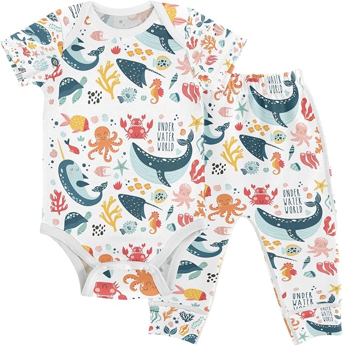 Baby Clothes Set Infant Bodysuits Pants Sets 0-24M by KICPOAY