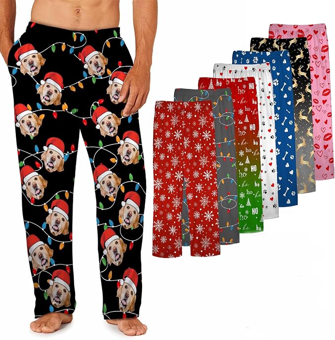 MyPupSocks Custom Pajama Pants for Pet Lover, Personalized Photo Face Printed by MyPupSocks