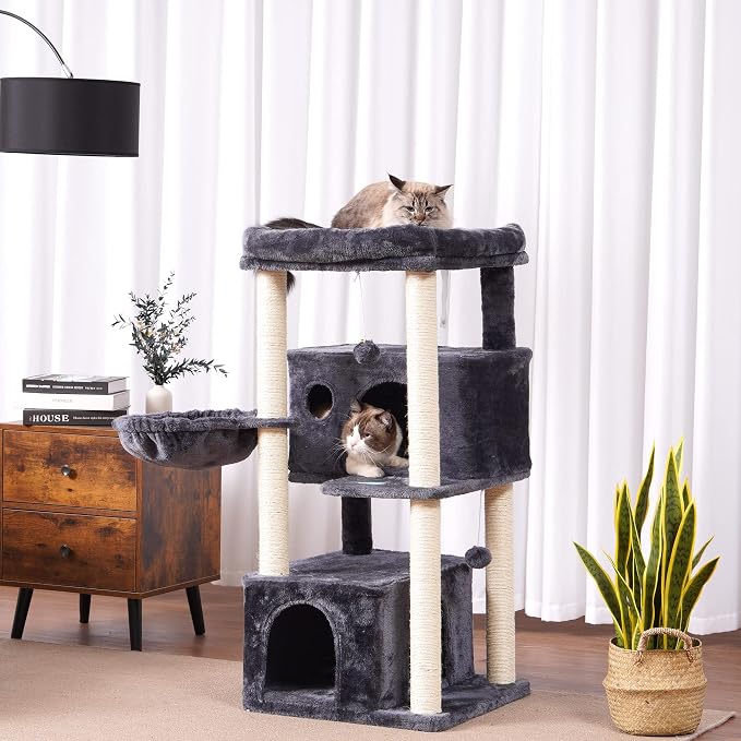 Hey-brother Cat Tree, 2 Plush Condos, Big Plush Perches MPJ011G - Image 4