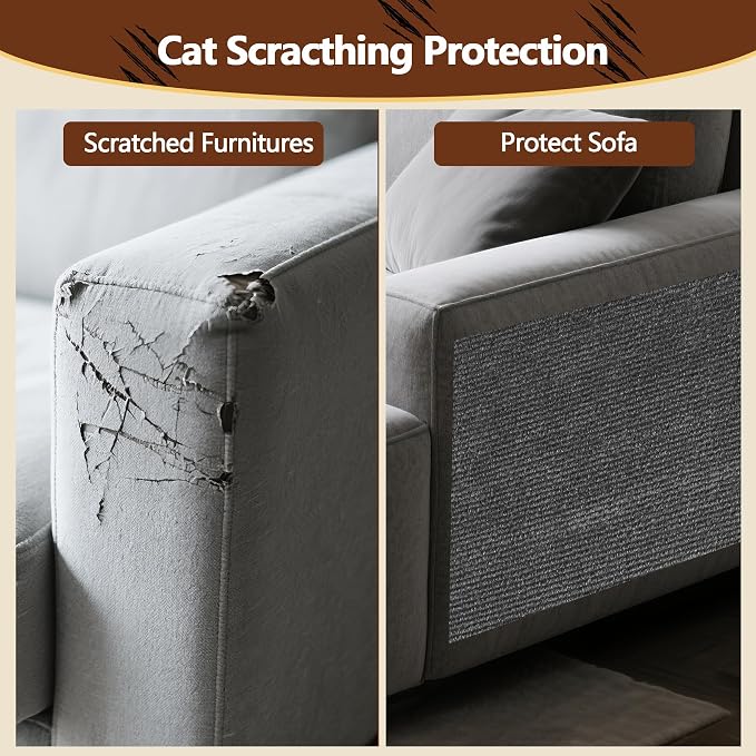 Cat Scratch Furniture Protector, 39.4"x15.8" Self Adhesive Cat Scratch Mat Pad - Image 2