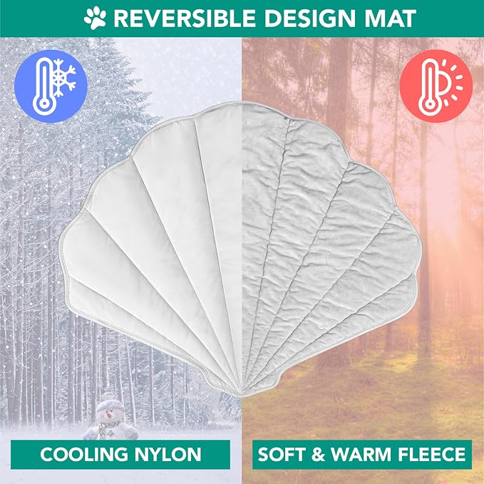 PetAmi Dog Cooling Mat, Sea Shell Shape, Reversible Cooling Nylon Blanket Soft - Image 3