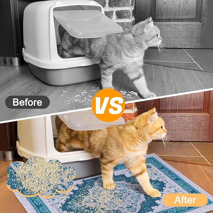Glittme Cat Litter Mat with Non-Slip Bottom Litter Box Mat 24"X15" Litter - Image 3