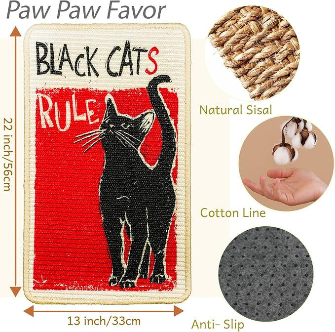SOLDAY Sisal Cat Scratcher Mat for Floor Wall Carpet Couch Furniture, 22x13 - Image 3