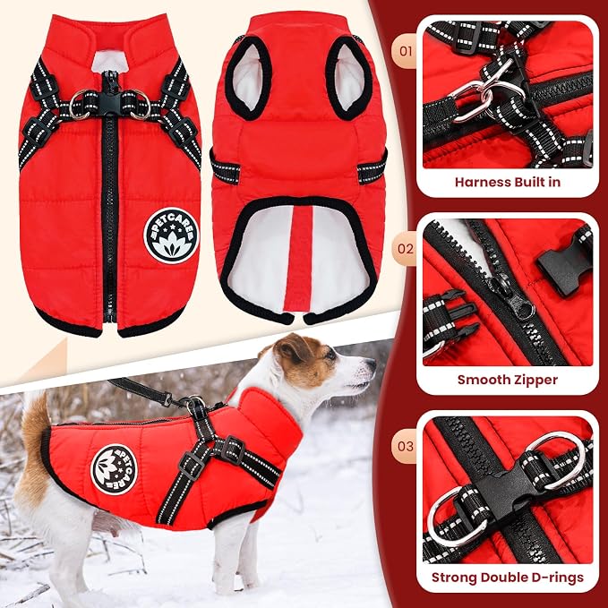 PETCARE Winter Dog Coat with Harness Built in Waterproof Dog Jackets Warm Pet - Image 5