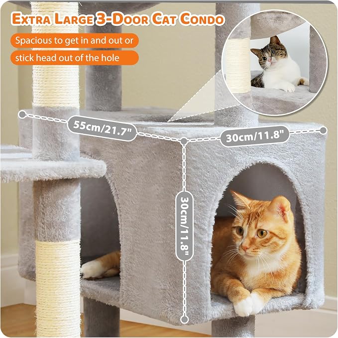PAWZ Road Heavy Duty Cat Tree for Large Cats, 81 Inches Tall Cat Tower - Image 5