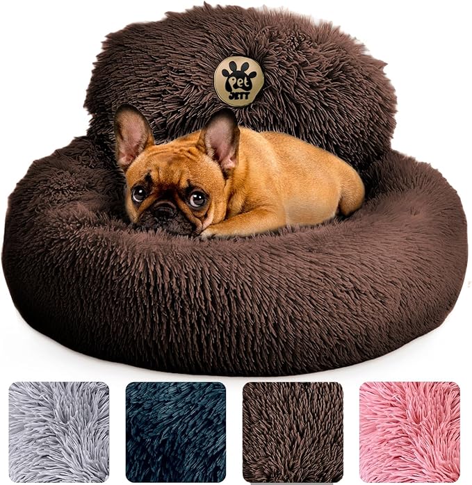 PetJett Calming Dog Bed for Small Dogs – 23" Donut Dog Beds, Anti-Slip & by PETJETT