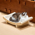 PETKARAY Inclined Sisal Cat Scratcher Bed, Curved Wooden Cat Hammock Chair by PETKARAY