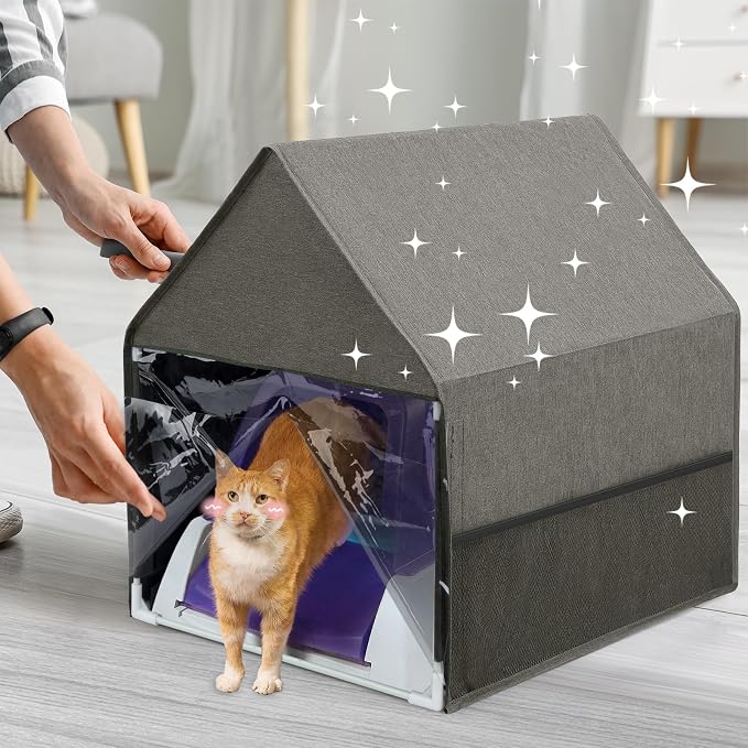 Yeebeny Cat Litter Box Cover, Enclosed Cat Potty Cat Litter Box Cover, Open - Image 6