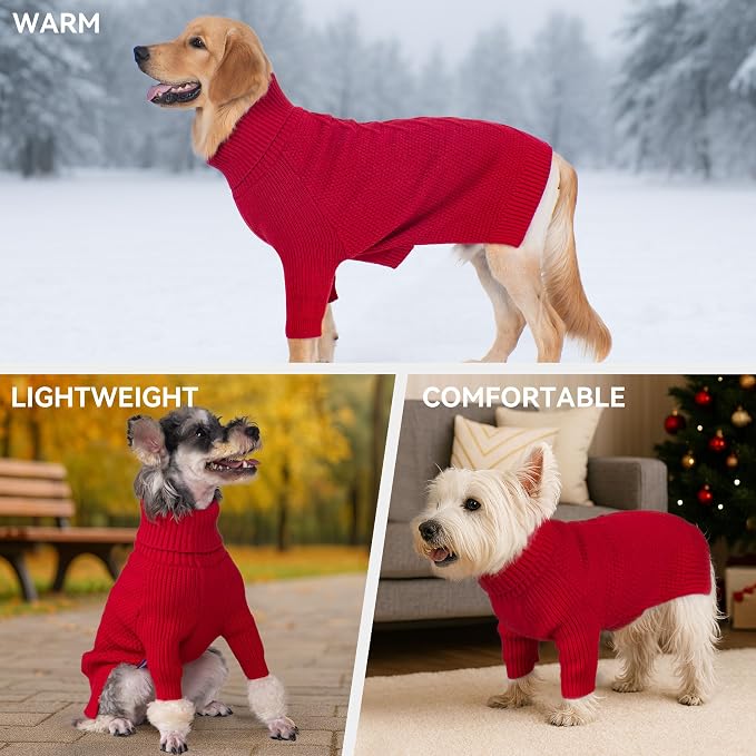 cyeollo Dog Christmas Sweaters for Medium Dogs Male, Stretchy Warm Turtleneck - Image 4