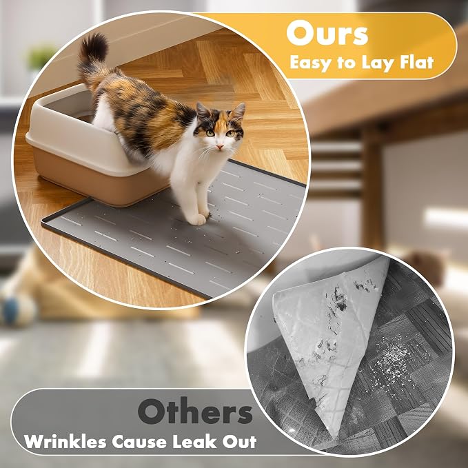 Pieviev Silicone Cat Litter Trapping Mat, Waterproof Kitty Litter Pads - Image 3