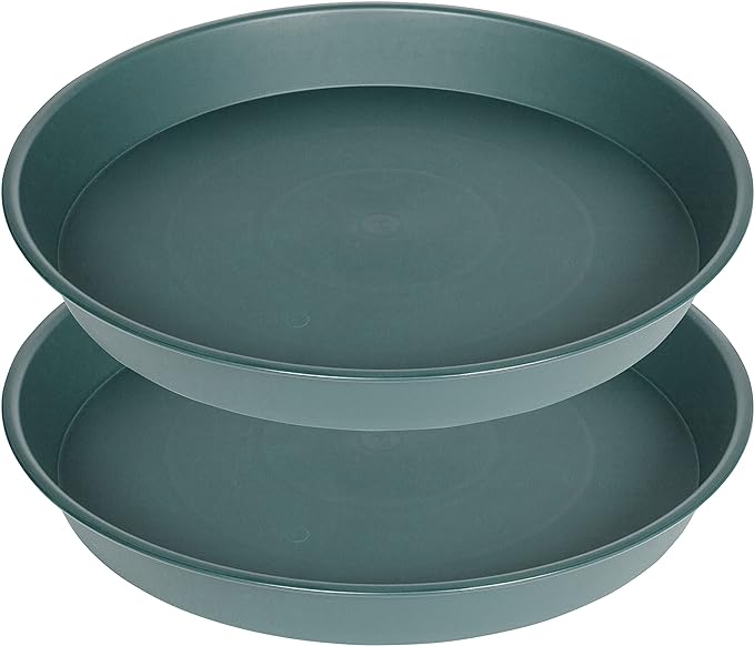 2 Pack of 14 inch Plant Saucer, 1.7" Depth Tray, Large Deep Garden Plastic by Bleuhome