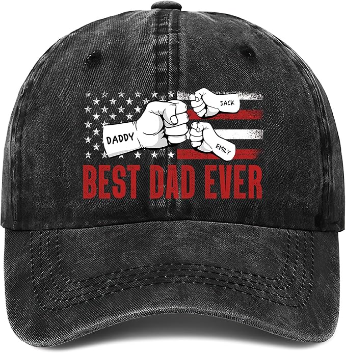 Personalized Vintage Washed Denim Dad Hat, Custom Baseball Cap by Lallamotion