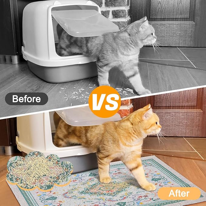 Glittme Cat Litter Mat with Non-Slip Bottom Litter Box Mat 33"X22" Litter - Image 3