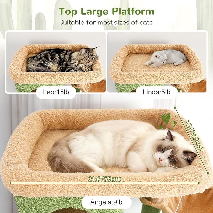 Globlazer Large Cat Tree, 80 inch Multi-Level Cactus Tall Climbing Tower Kitty - Image 3