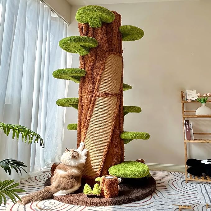 Magic Forest Cat Tree Tower, 90 inches Tall, Real Solid Wood Cat Tree - Image 4