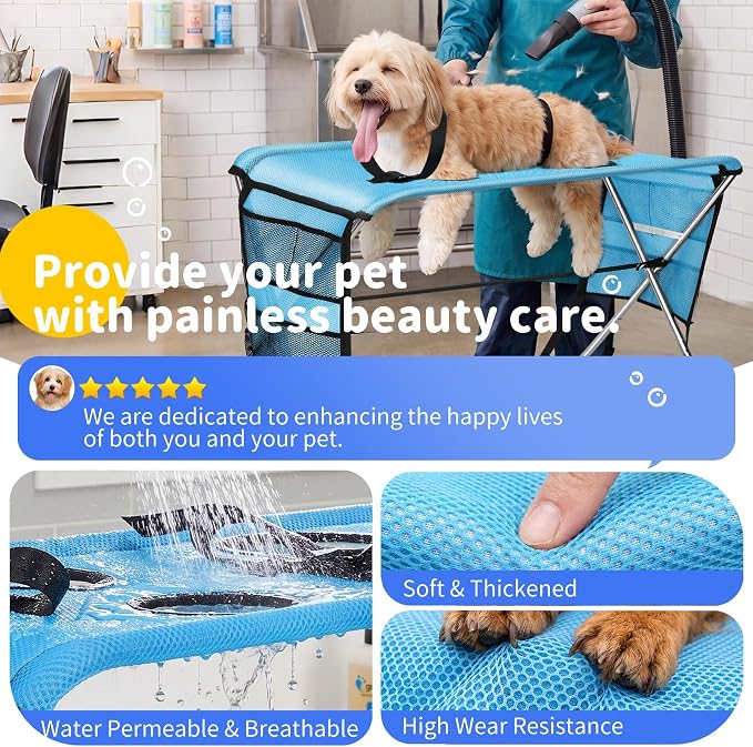 Foldable Dog Grooming Hammock with Stand for Small Dogs & Cats - 30 lbs - Image 4