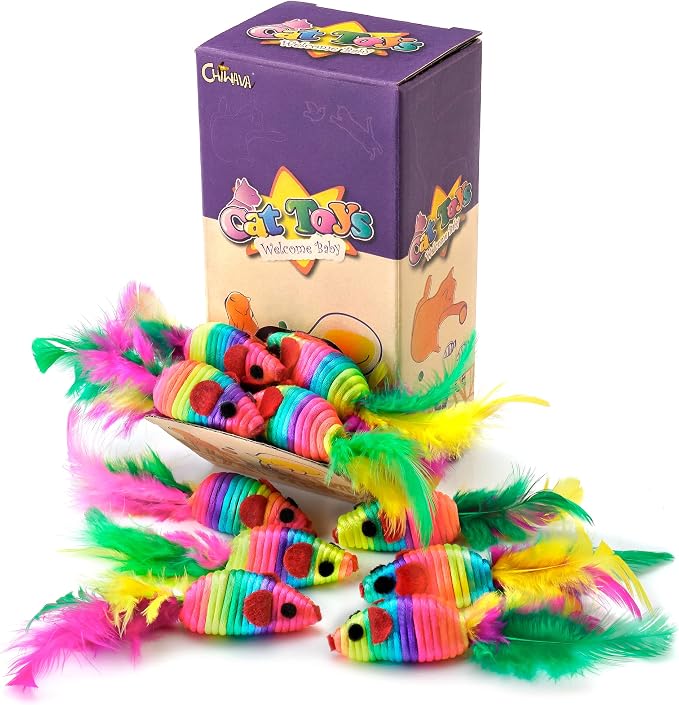 CHIWAVA 24PCS 5" Rattle Cat Toys Mice - Image 3