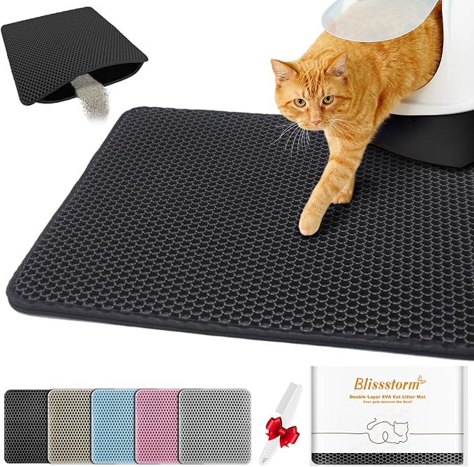 Waterproof Cat Litter Mat, Double Layer EVA, Odor-Free Large Grid, Urine Proof by BLISSSTORM