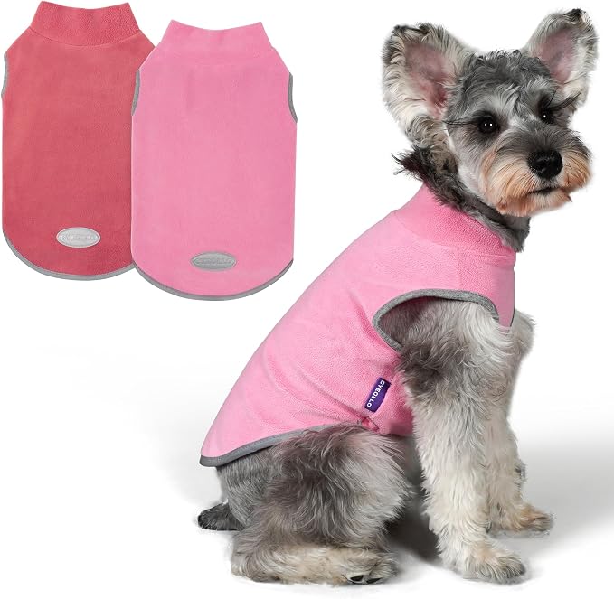 cyeollo 2 Pack Fleece Dog Sweater Vest Dog Sweatshirt Reflective Lightweight by CYEOLLO