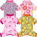 XPUDAC 4 Pack Dog Pajamas Soft Strechy Duck Pink Print Dog Clothes by XPUDAC