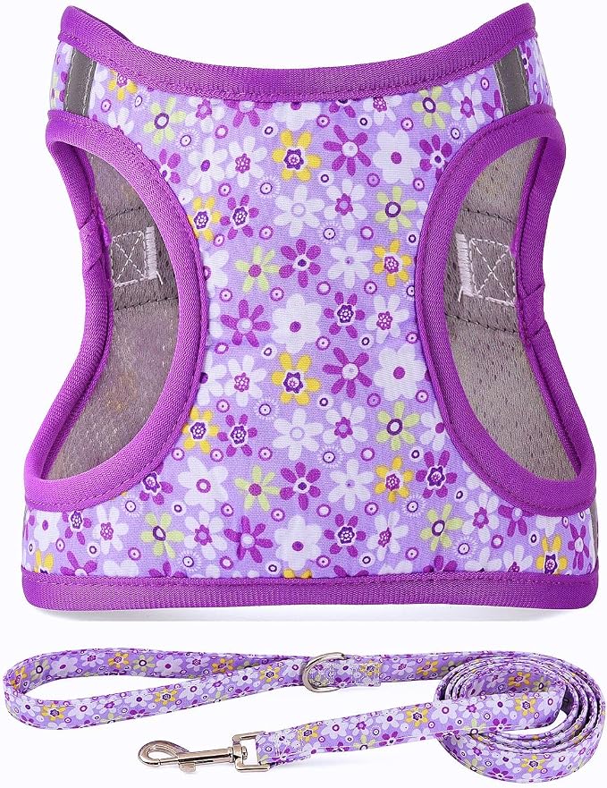 Moonpet Step in Dog Harness Leash Set- All Weather Reflective No-Pull Floral - Image 7