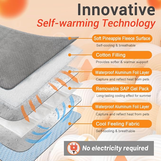 Self Warming Cat Bed Mat for Indoor Cat & Small Dogs, Reflects Body Heat Pet - Image 4