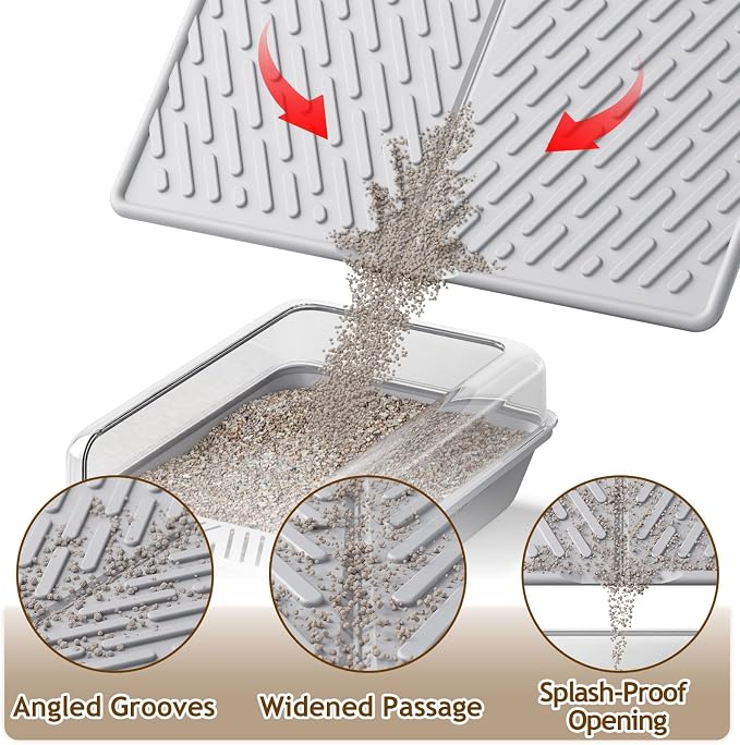 Cat Litter Mat with Grooves & Raised Edge, Urineproof/Waterproof, Litter - Image 2