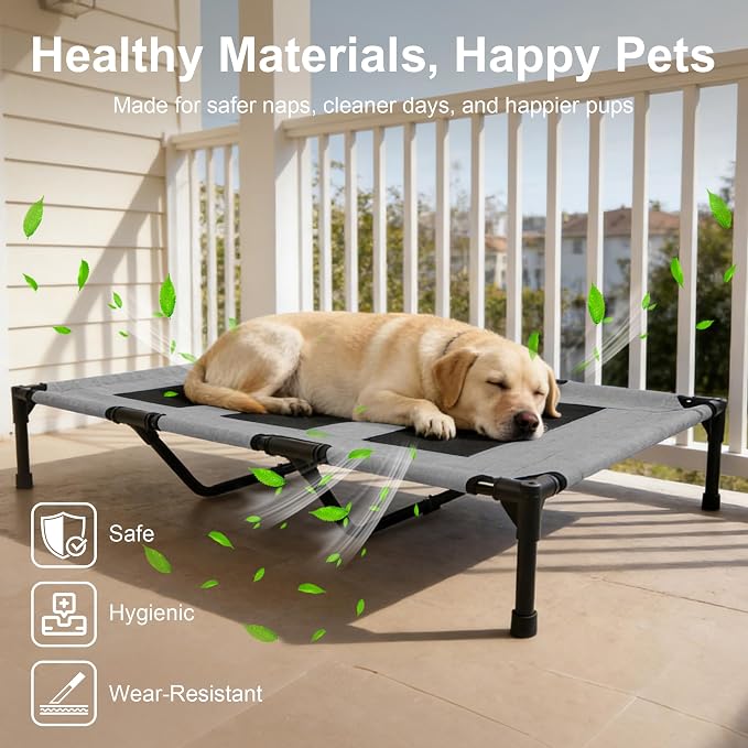 Large Dog Bed, Raised Pet Cot for Medium and Large Dogs, Cooling Breathable Mesh - Image 5