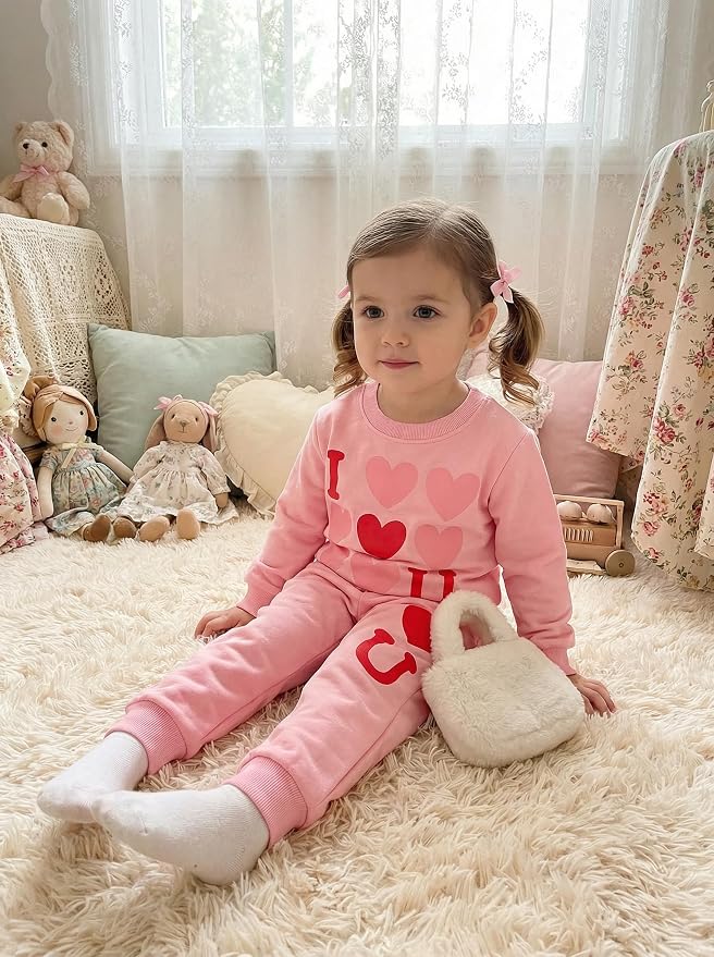 Little Girls Unicorn Outfits 2 Piece Kids Ruffle Sleeve Sweatshirt + Leggings - Image 4
