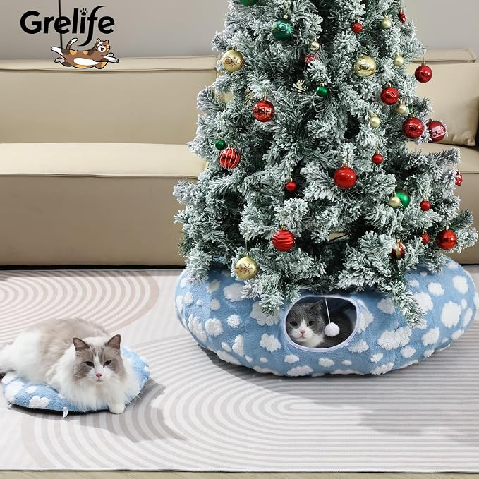 Grelife Cat Tunnel Bed for Indoor Cats, Cute Cat Tunnel Toys, Cat Donut Tunnel - Image 8