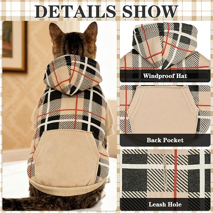 EXPAWLORER Plaid Cat Hoodie - Image 3