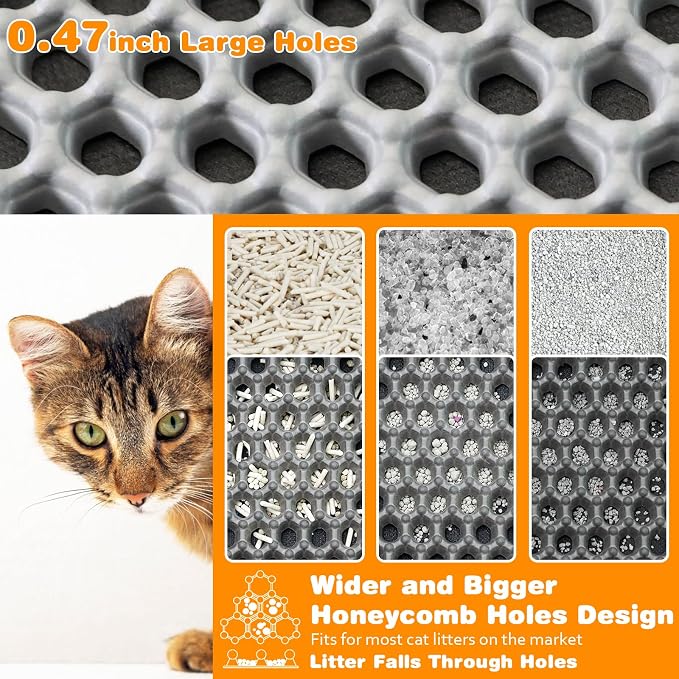 Waterproof Cat Litter Mat, Double Layer EVA, Odor-Free Large Grid, Urine Proof - Image 3