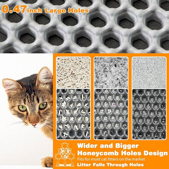 Waterproof Cat Litter Mat, Double Layer EVA, Odor-Free Large Grid, Urine Proof - Image 3