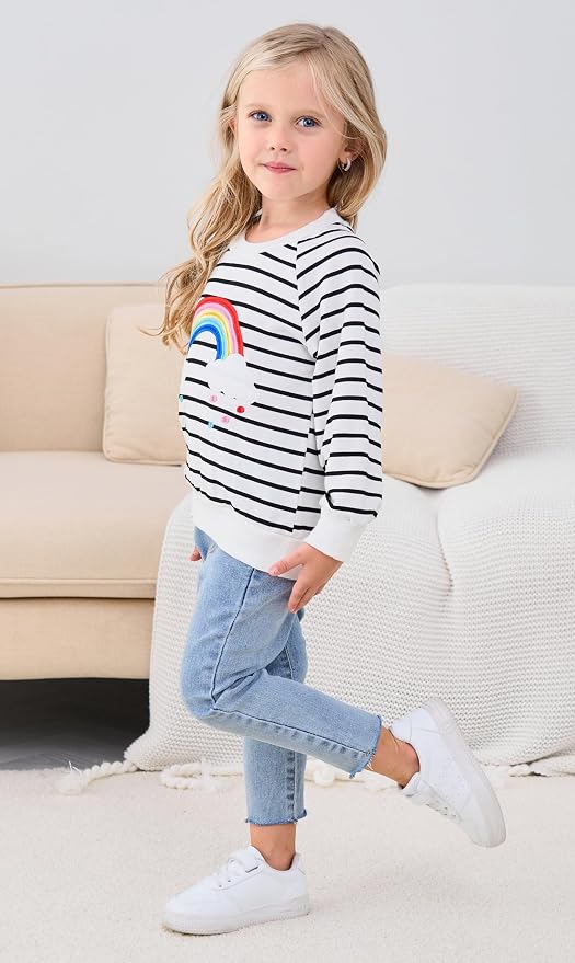 RETSUGO Toddler Baby Girls Sweatshirts Casual Pullover Crewneck Winter Long - Image 4