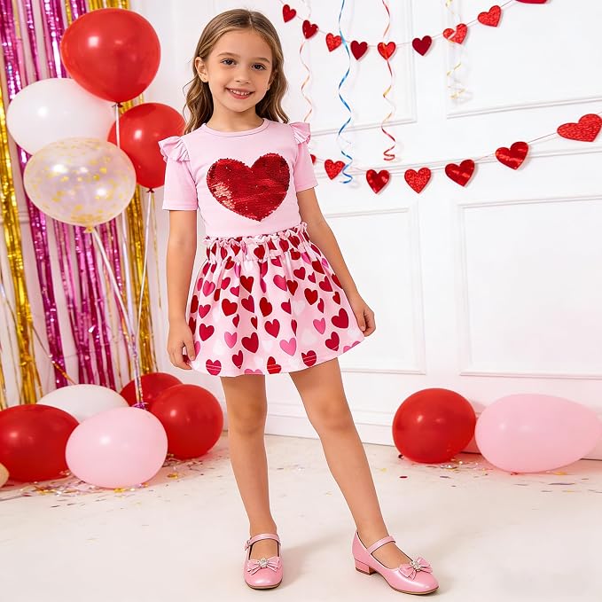 Akyzic Little Girl Skirt Outfit Two Piece Spring Summer Outfit Butterfly Dress - Image 3