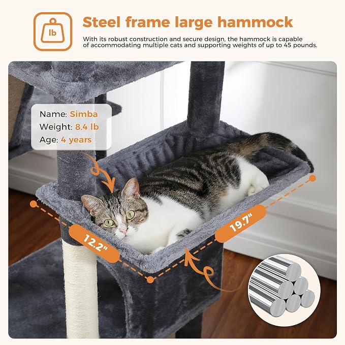 PAWZ Road Large Cat Tower, 70 Inches Tall Cat Tree - Image 3