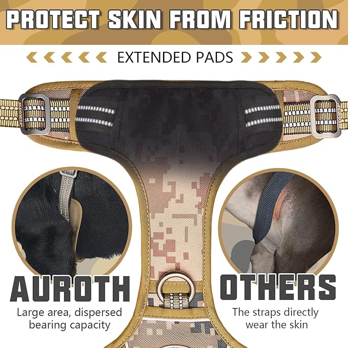 AUROTH Tactical Pet Harness for Large Dogs No Pull Adjustable, Reflective K9 - Image 5
