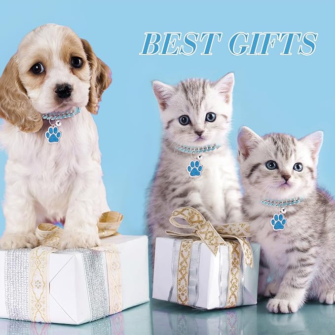 Hillban Cat Collar Diamond Chain Glitter Collar Walking Metal - Image 7