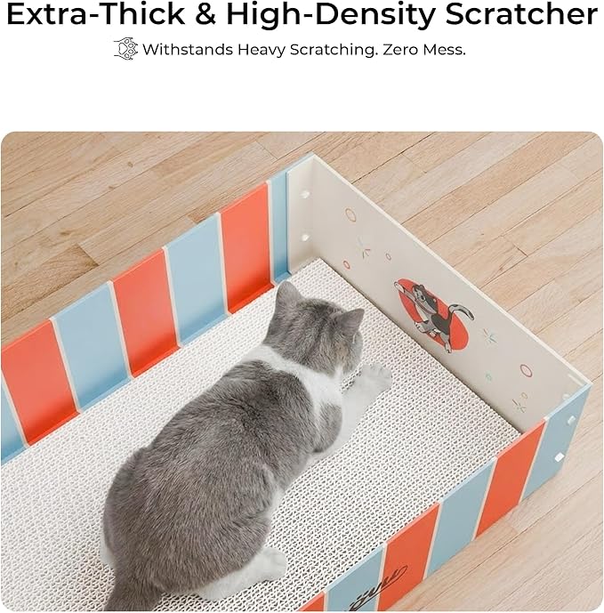 Cardboard Cat Scratcher Box & Bed – Heavy Duty Cat Scratch Pad - Image 7