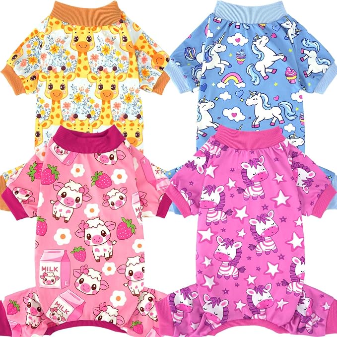 XPUDAC 4 Pack Dog Pajamas for Small Medium Dogs, Strechy Soft Puppy Clothes for by XPUDAC