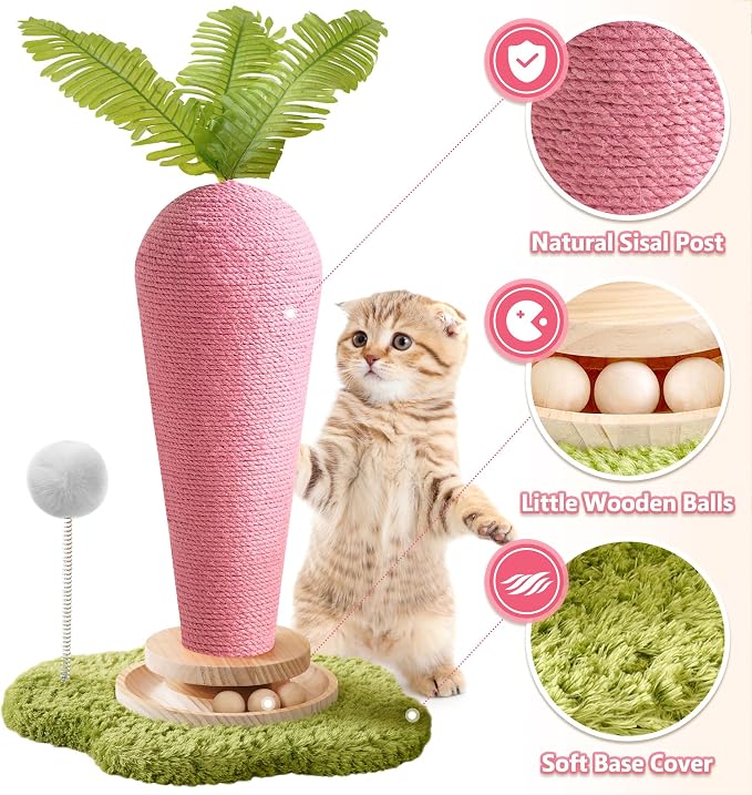 Cute Cat Scratching Post, Carrot Cat Scratcher Post - Image 2