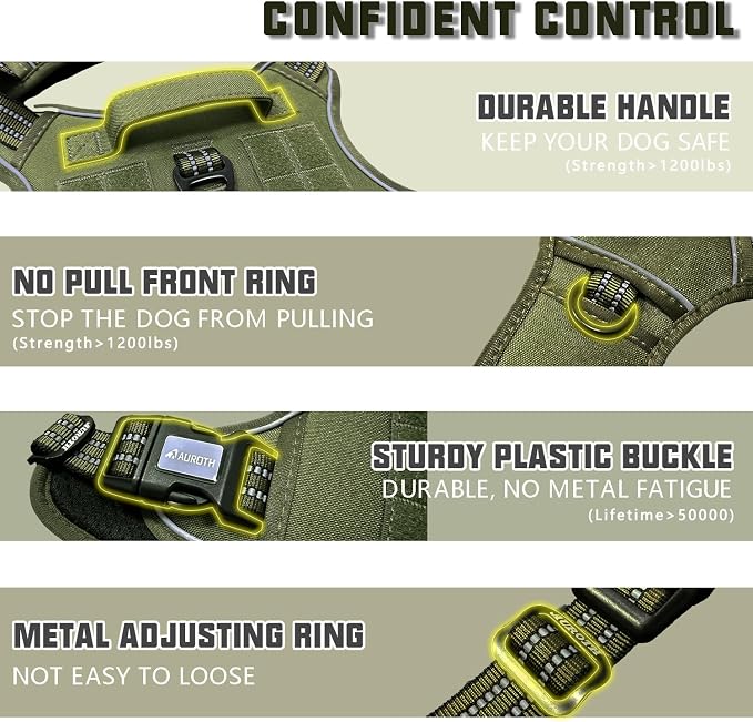 AUROTH Tactical Dog Harness for Large Dogs No Pull Adjustable Pet Harness - Image 3