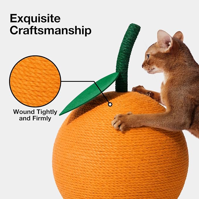 VETRESKA Orange Cat Scratching Post, Cute Cat Scratcher - Image 3