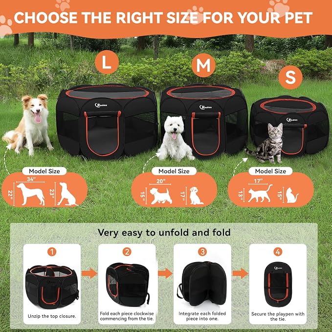 Dog Playpen, Large Puppy Pet Playpen, Dog Crate Tent Cage Indoor/Outdoor - Image 2