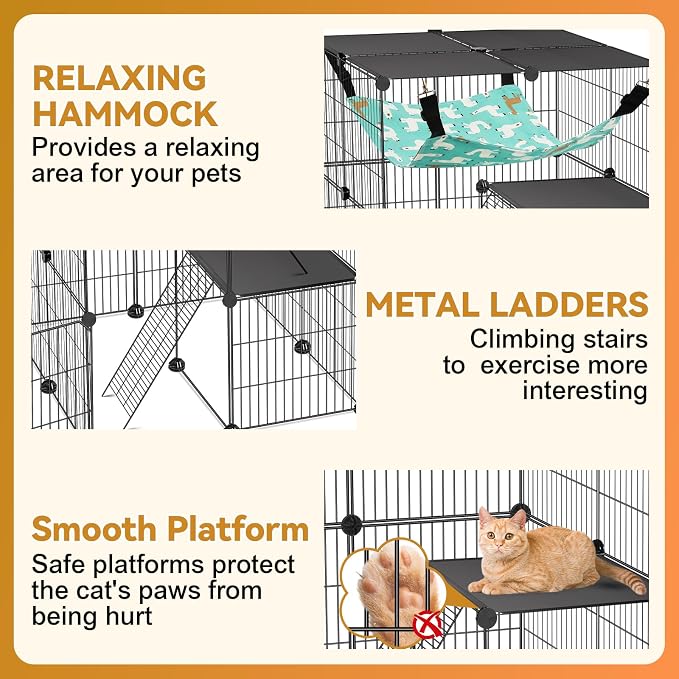 Cat Cage, 4-Tier DIY Cat Enclosures Catio, Cat Playpen Indoor & Outdoor - Image 4