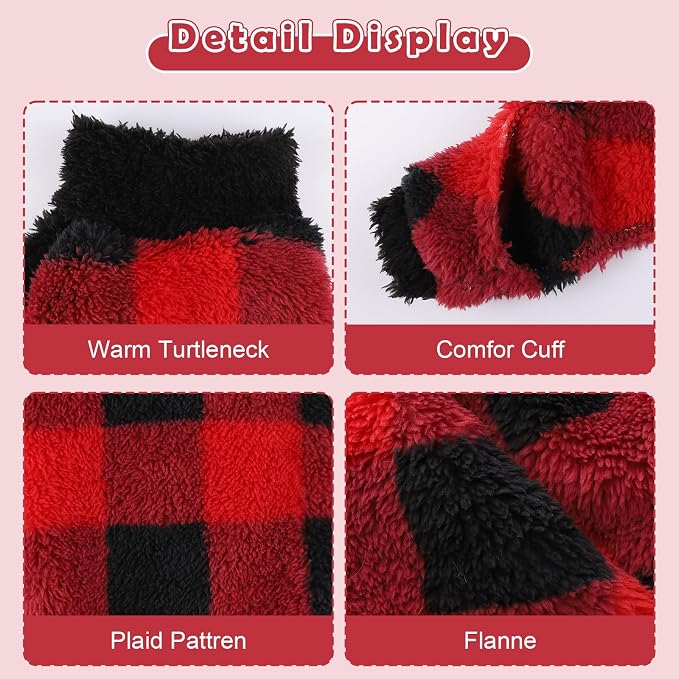 Sebaoyu Turtleneck Dog Pajamas for Small Dogs, Fleece Dog Sweater, Winter Cute - Image 3