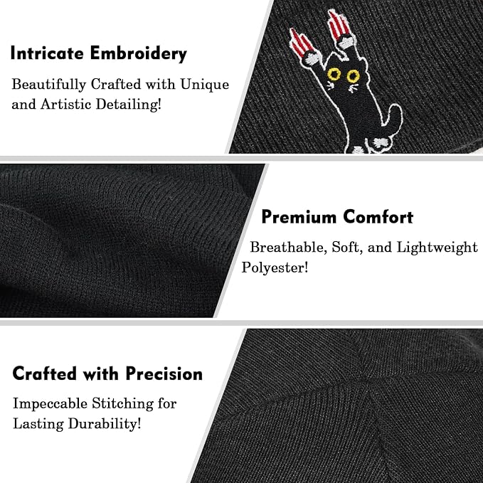 Funny Beanies Warm Knit Hats Fall Winter Black Hip Pop Knit Hat Cap - Image 5