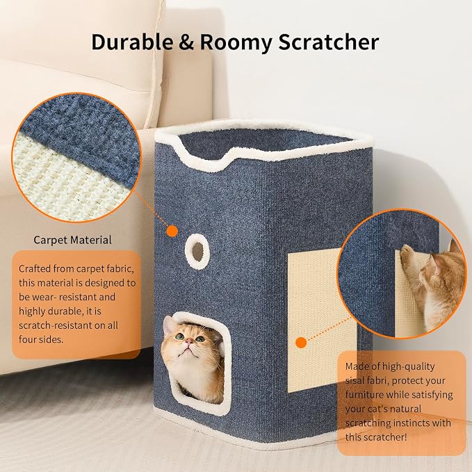 Cat House, Cat Beds for Indoor Cats, 2-Story Cat Condo Cube - Image 3